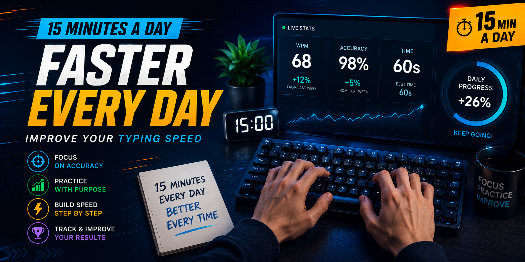 How to Improve Your Typing Speed in 15 Minutes a Day