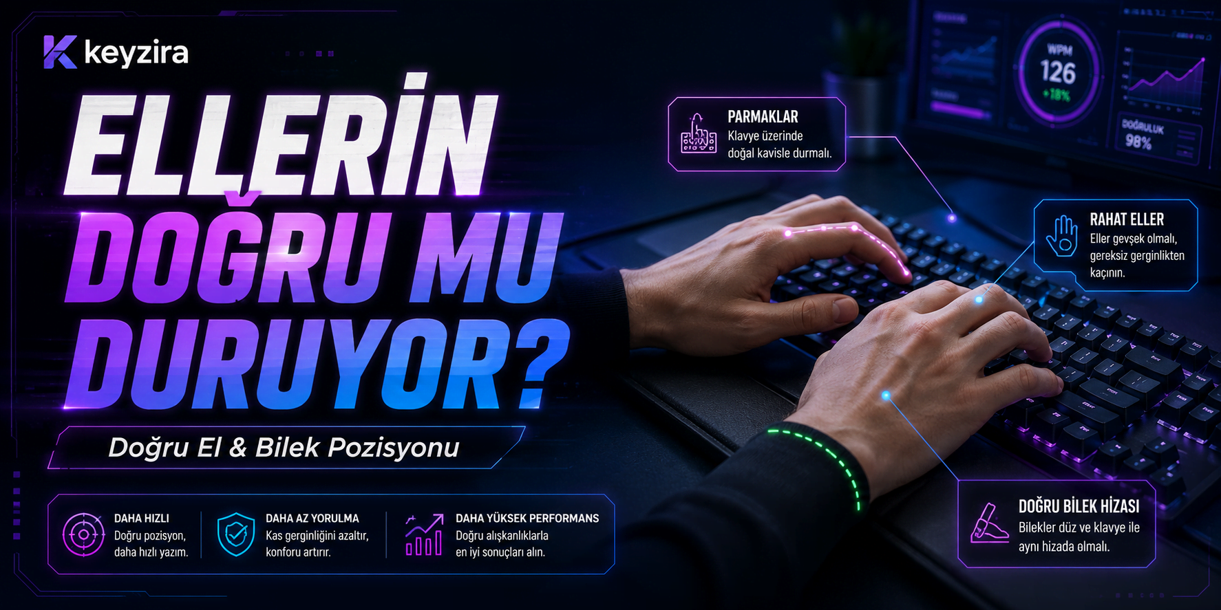 Klavye Yazarken Eller Nasıl Durmalı? Doğru El ve Bilek Pozisyonu